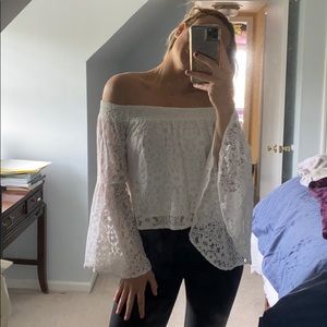 White lace off shoulder top